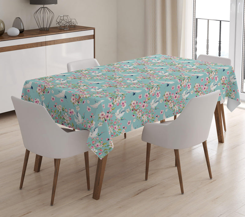 Modern Kuş Temalı Dijital Baskılı 3D Masa Örtüsü