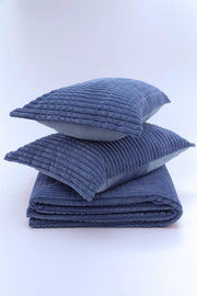 Modern Line 3 Parça Çift Kişilik Battaniye Seti Lacivert Bonvagon