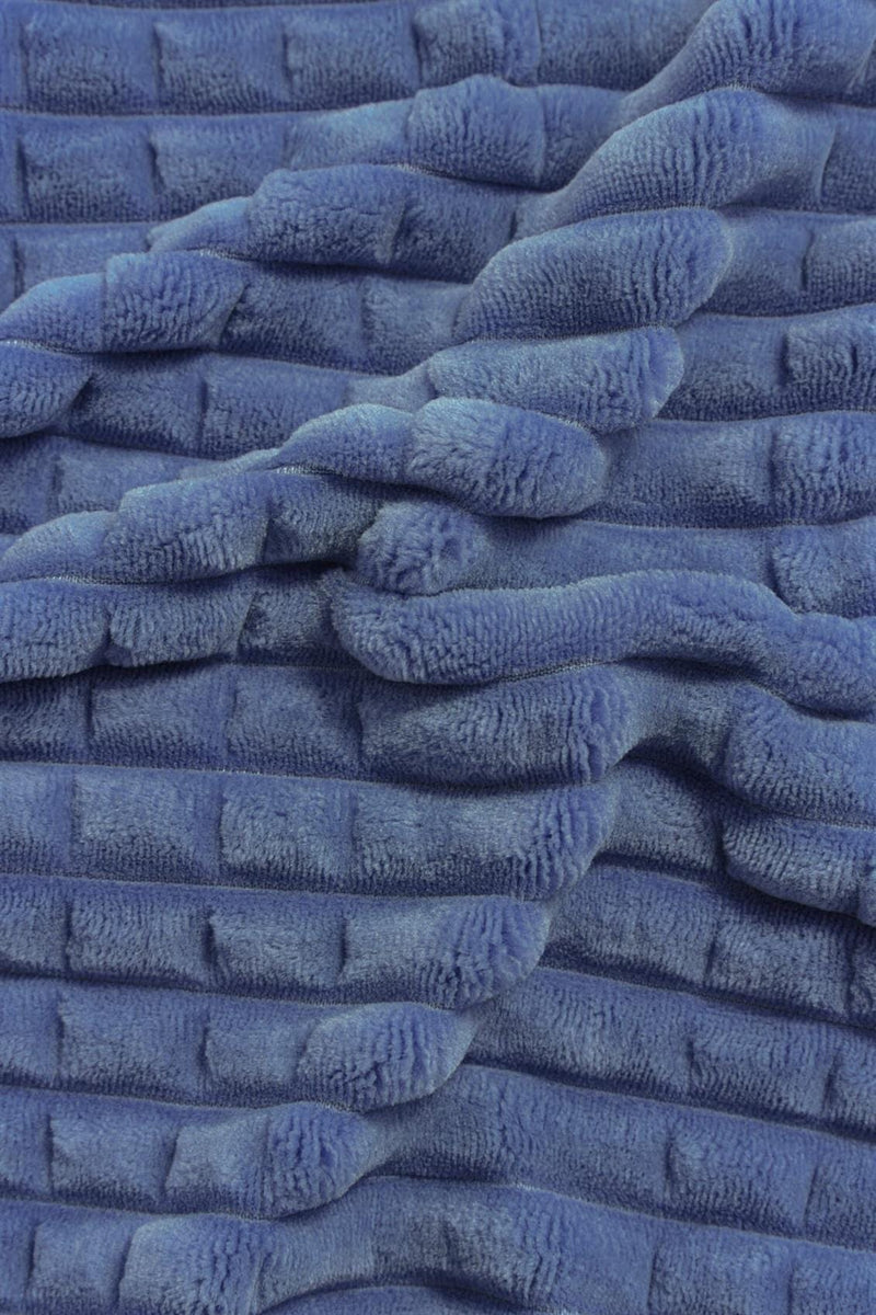 Modern Line 3 Parça Çift Kişilik Battaniye Seti Lacivert Bonvagon