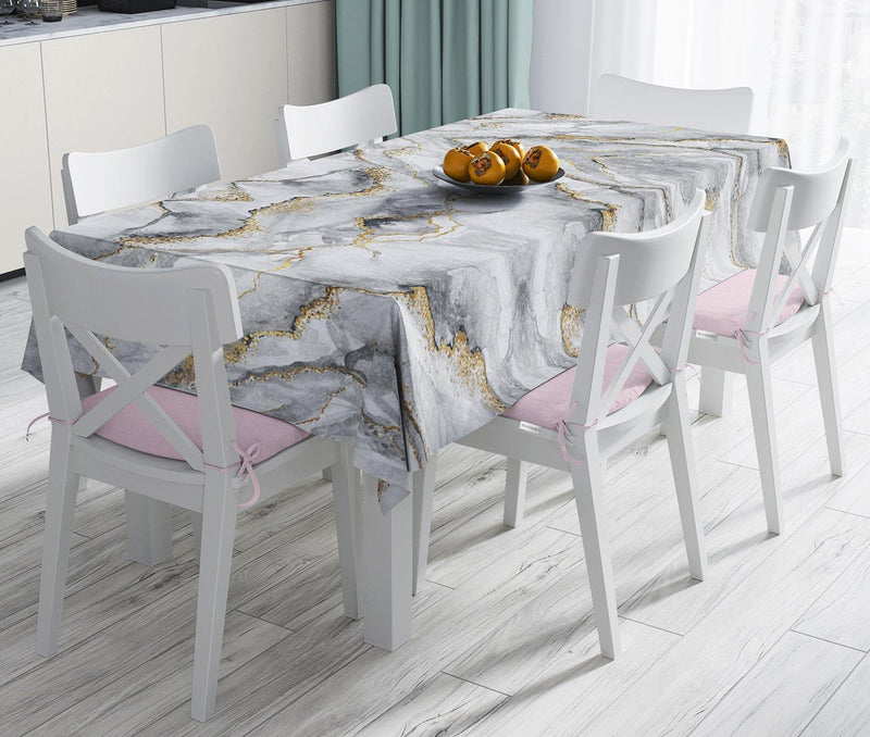 Modern Mermer Desenli Dijital Baskılı Leke Tutmaz Masa Örtüsü Bonvagon
