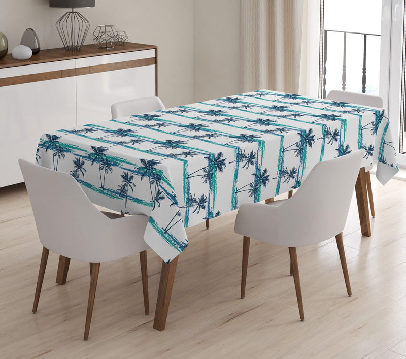 Modern Palmiye Resimli Dijital Baskılı 3D Masa Örtüsü Bonvagon