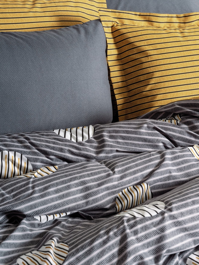 Modern Tek Kişilik Nevresim Takımı Strew Gri 57 Tel %100 Pamuk Ranforce Bonvagon