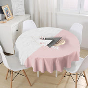 Modern Üçgen Mermer Desenli 3D Dijital Baskılı Leke Tutmaz Yuvarlak Masa Örtüsü Bonvagon