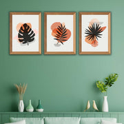 Modern Yaprak Tarzında Ahşap Çerçeve Görünümlü Sanatsal Tablo sETİ Bonvagon