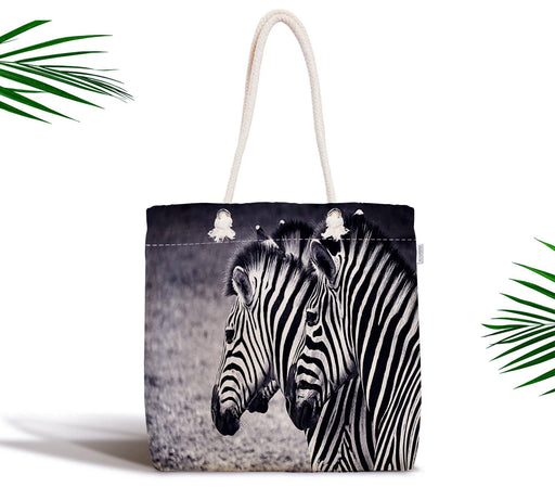 Modern Zebra Desen Dijital Baskılı Fermuarlı Kumaş Çanta Bonvagon