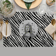 Mona Zebra 4'lü İnce Keten Kumaş Amerikan Servisi 50x35cm Bonvagon