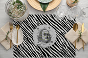 Mona Zebra 4lü İnce Keten Kumaş Amerikan Servisi 50x35cm