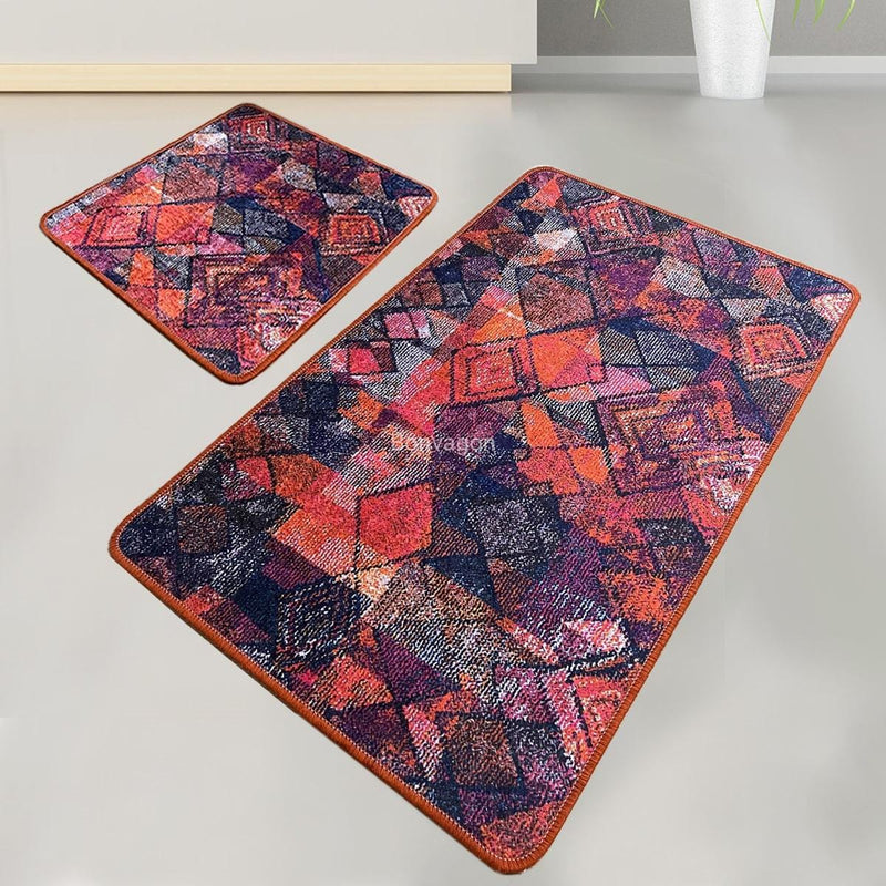 Monica 2li Set Dijital Banyo Halısı, Kaymaz Taban, Yıkanabilir Bonvagon