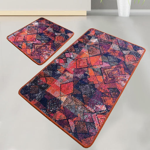 Monica 2li Set Dijital Banyo Halısı, Kaymaz Taban, Yıkanabilir Bonvagon