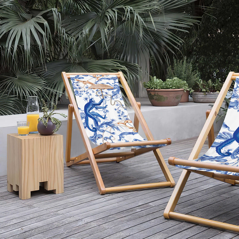 Monkey Katlanabilir Şezlong Katlanır Ahşap Lounge Chair