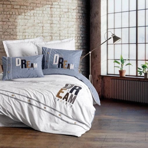 Mood Nakışlı Ranforce Çift Kişilik Nevresim Takımı Forever Gri Bonvagon