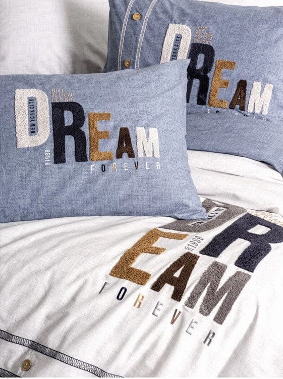 Mood Nakışlı Ranforce Çift Kişilik Nevresim Takımı Forever Gri Bonvagon