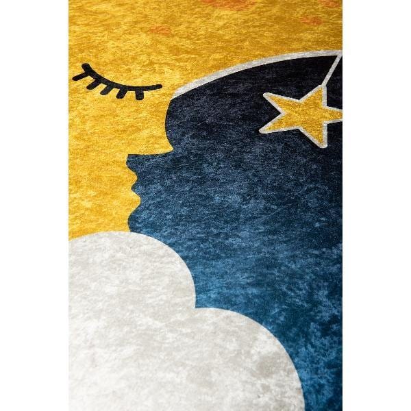 Moon Yıkanabilir Antibakteriyel Çocuk Halısı Çap: 140cm, Kaymaz Taban, Yıkanabilir Bonvagon