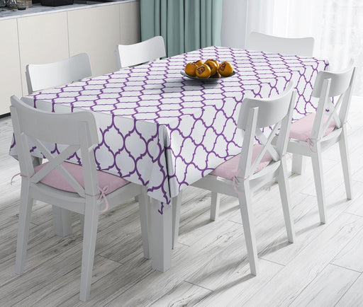 Mor Renkli Ogea Desenli Dijital Baskılı Modern Masa Örtüsü Bonvagon