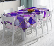 Mor Renkli Ogea Desenli Özel Tasarım Dekoratif Leke Tutmaz Masa Örtüsü Bonvagon