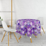 Mor Renkli Ogea Desenli Özel Tasarım Dekoratif Leke Tutmaz Masa Örtüsü Bonvagon