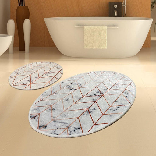 Morea Dijital Baskılı 2li Set Banyo Halısı, Kaymaz Taban, Yıkanabilir Bonvagon