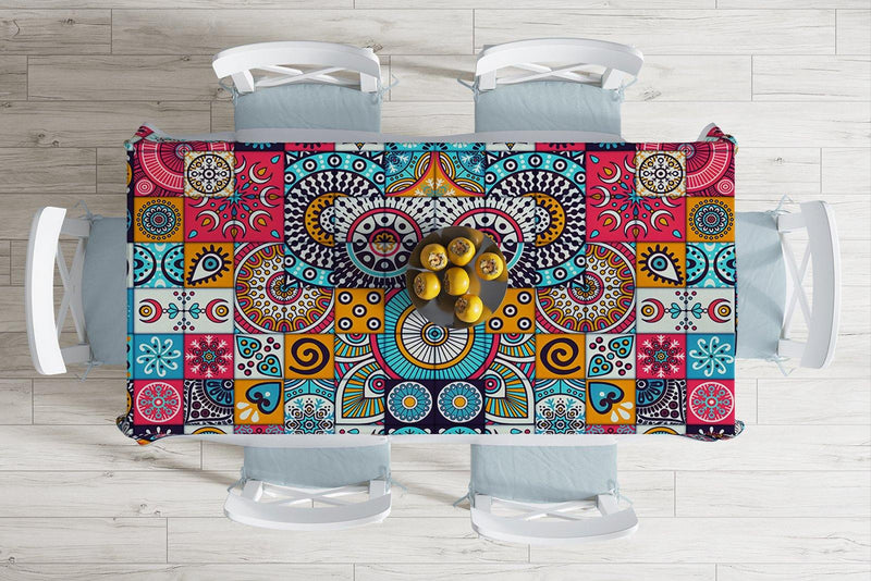 Mozaik Desenli Özel Tasarım Leke Tutmaz Masa Örtüsü Bonvagon