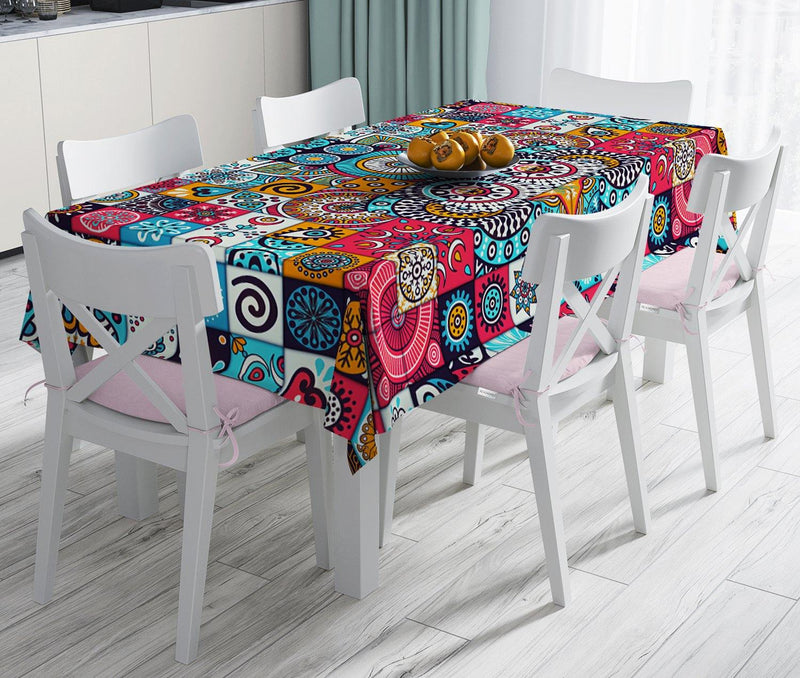 Mozaik Desenli Özel Tasarım Leke Tutmaz Masa Örtüsü Bonvagon