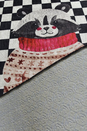 Mr Raccoon 2li Set Dijital Baskılı Banyo Halısı, Kaymaz Taban, Yıkanabilir Bonvagon