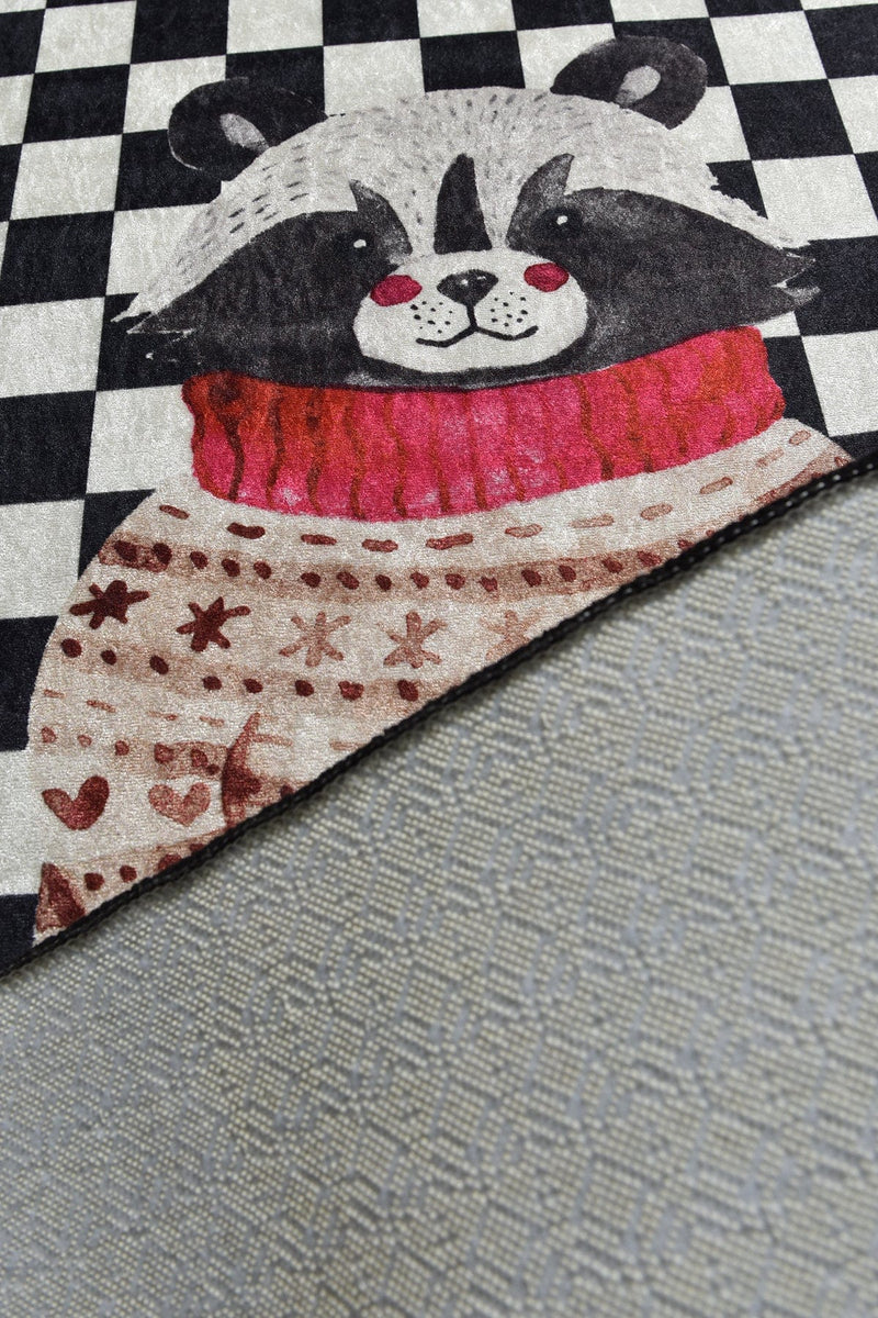 Mr Raccoon 2li Set Dijital Baskılı Banyo Halısı, Kaymaz Taban, Yıkanabilir Bonvagon