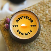 Mucizeler Benimle 777 Sürpriz Mesajlı El Yapımı Soya Mumu Bonvagon