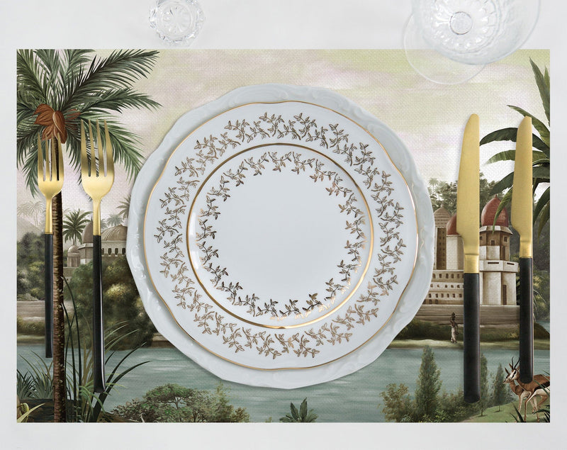 Mumbai Monument 4'lü İnce Keten Kumaş Amerikan Servisi 50x35cm Bonvagon