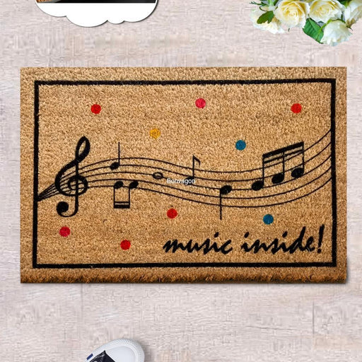 Music Inside Doğal Koko Hindistan Cevizi Kapı Önü Paspas 60x40cm Bonvagon