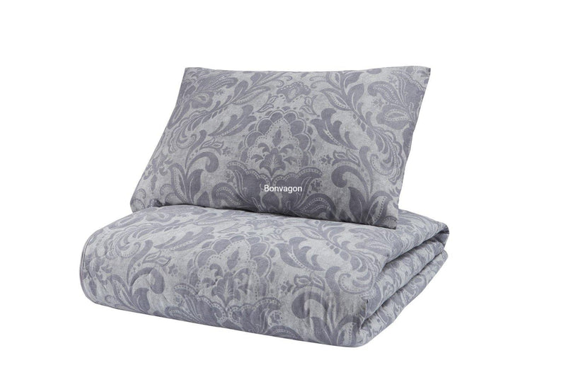 Muster Gri Kapitoneli Yatak Örtüsü Seti (Çarşafsız) %100 Doğal Pamuk Ranforce Bonvagon