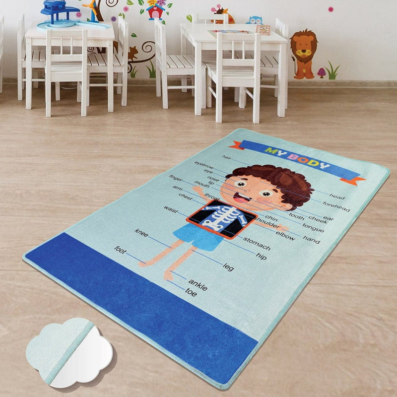 My Body Yıkanabilir Antibakteriyel Çocuk Halısı, Kaymaz Taban, Yıkanabilir Bonvagon