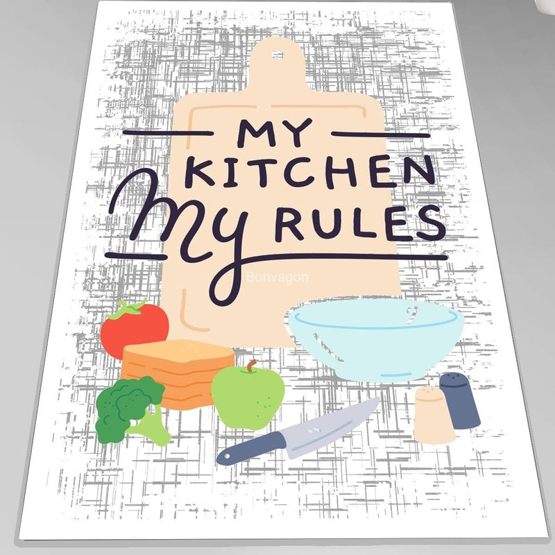 My Kitchen Dijital Baskılı Mutfak Halısı, Kaymaz Taban, Yıkanabilir Bonvagon