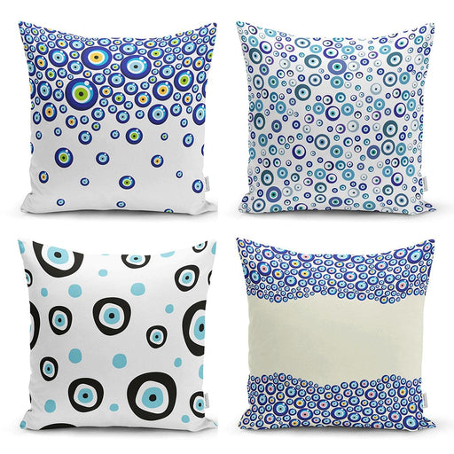 Nazar Boncuk Desenli 4lü Kırlent Kılıf Seti Bonvagon