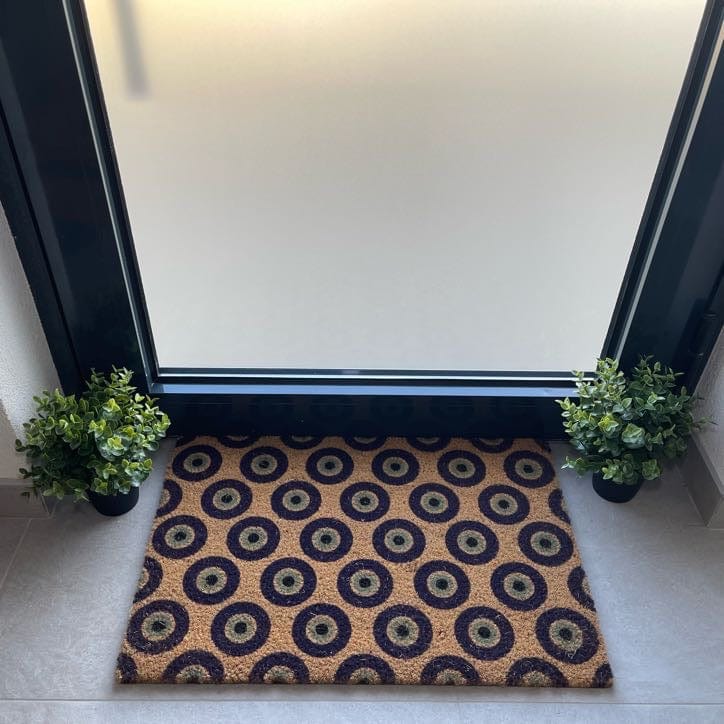 Nazar Boncukları Beads Doğal Koko Hindistan Cevizi Kapı Önü Paspas 60x40cm Bonvagon