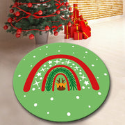 New Year Deer Dijital Baskılı Yuvarlak Banyo Halısı, Kaymaz Taban, Yıkanabilir Bonvagon