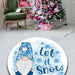 New Year Elf Let It Snow Dijital Baskılı Yuvarlak Banyo Halısı, Kaymaz Taban, Yıkanabilir Bonvagon