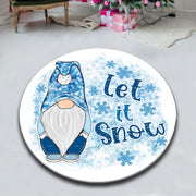 New Year Elf Let It Snow Dijital Baskılı Yuvarlak Banyo Halısı, Kaymaz Taban, Yıkanabilir Bonvagon