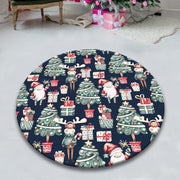 New Year Icons Dijital Baskılı Yuvarlak Banyo Halısı, Kaymaz Taban, Yıkanabilir Bonvagon