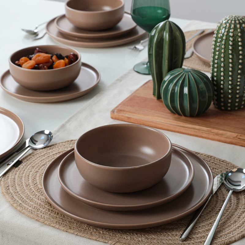 Nordic Mat Toprak Taupe Yemek Takımı 18 Parça 6 Kişilik