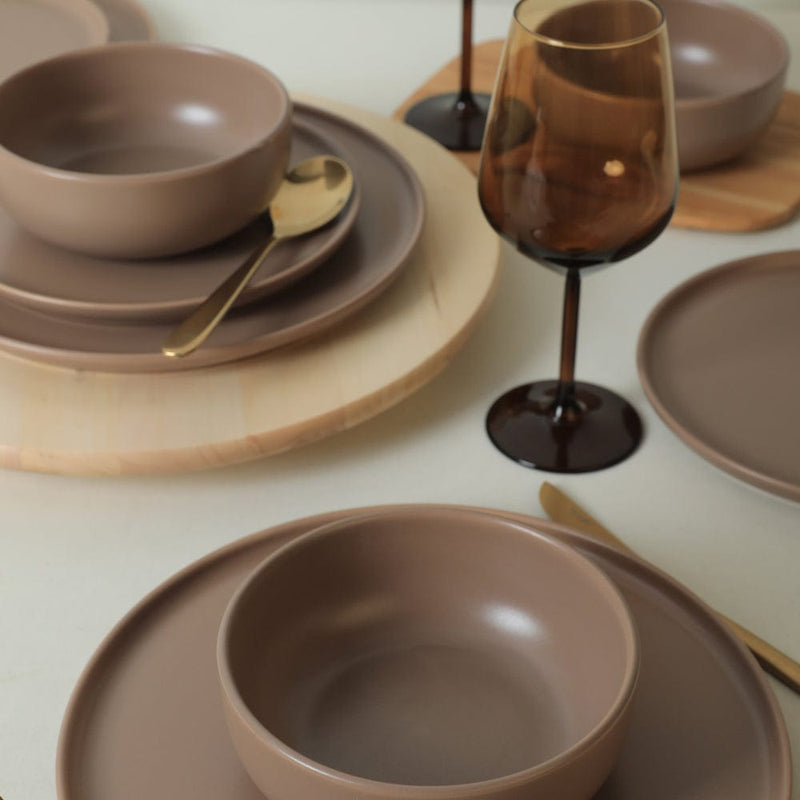 Nordic Mat Toprak Taupe Yemek Takımı 18 Parça 6 Kişilik