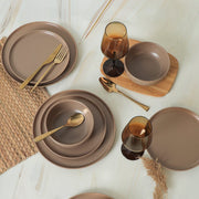 Nordic Mat Toprak Taupe Yemek Takımı 18 Parça 6 Kişilik