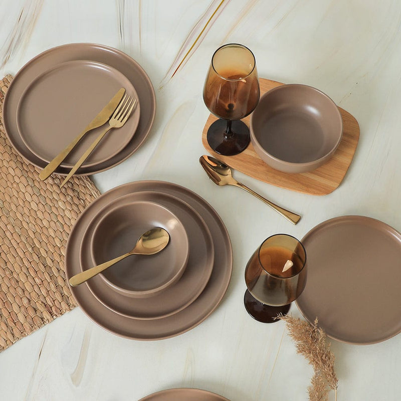 Nordic Mat Toprak Taupe Yemek Takımı 18 Parça 6 Kişilik