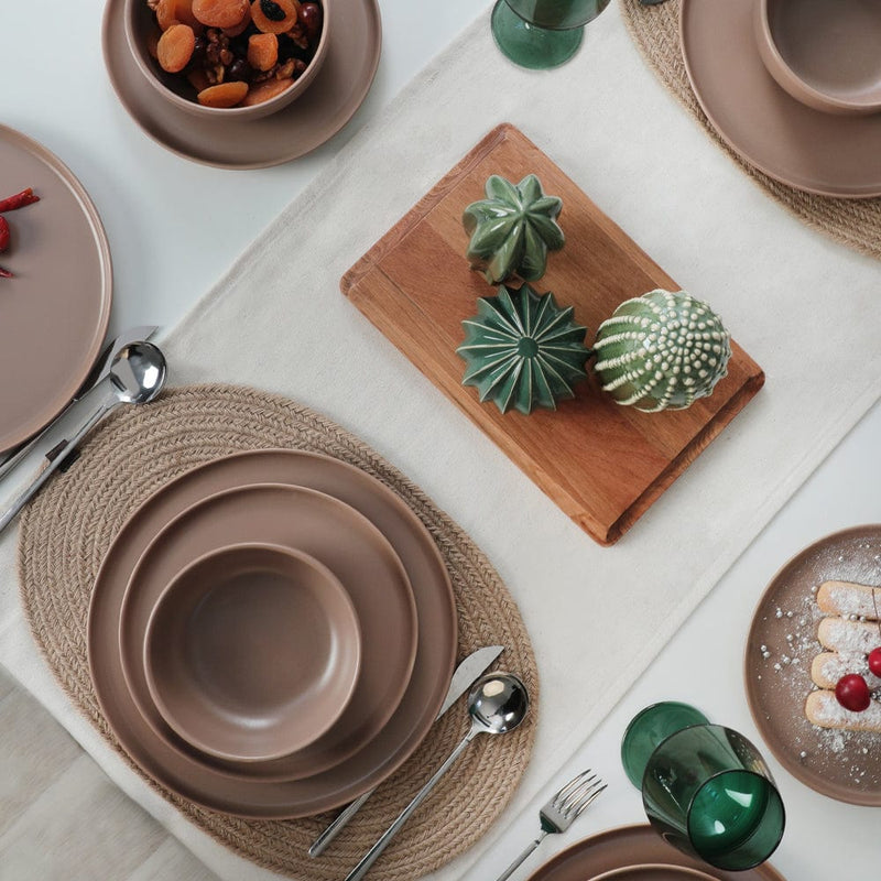 Nordic Mat Toprak Taupe Yemek Takımı 18 Parça 6 Kişilik