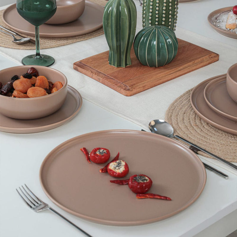 Nordic Mat Toprak Taupe Yemek Takımı 18 Parça 6 Kişilik
