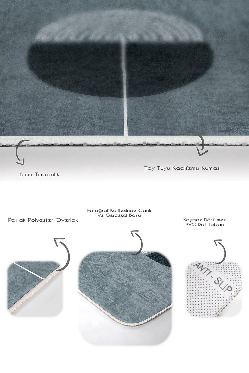 Onedraw Özel Tasarımlı Dijital Baskılı 2li Banyo Halısı Takımı Kaymaz Taban Yıkanabilir Bonvagon