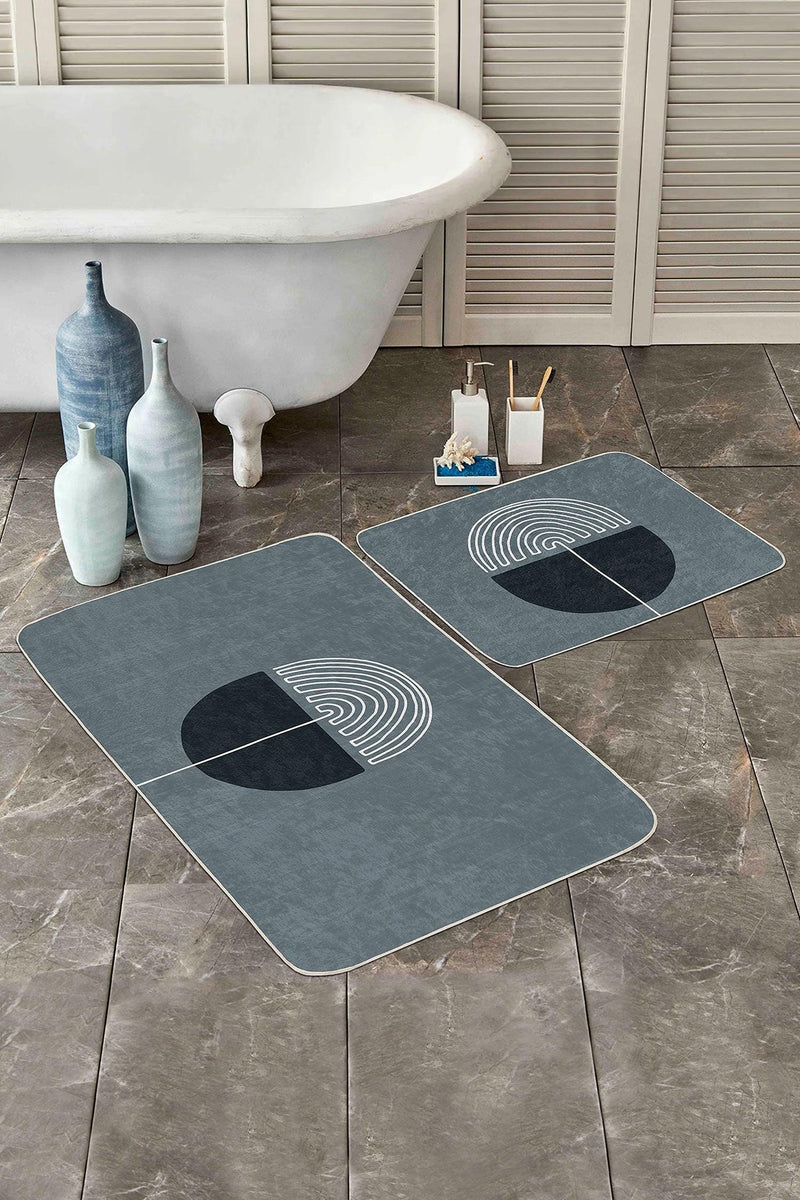 Onedraw Özel Tasarımlı Dijital Baskılı 2li Banyo Paspas ve Halısı Takımı Kaymaz Taban Yıkanabilir