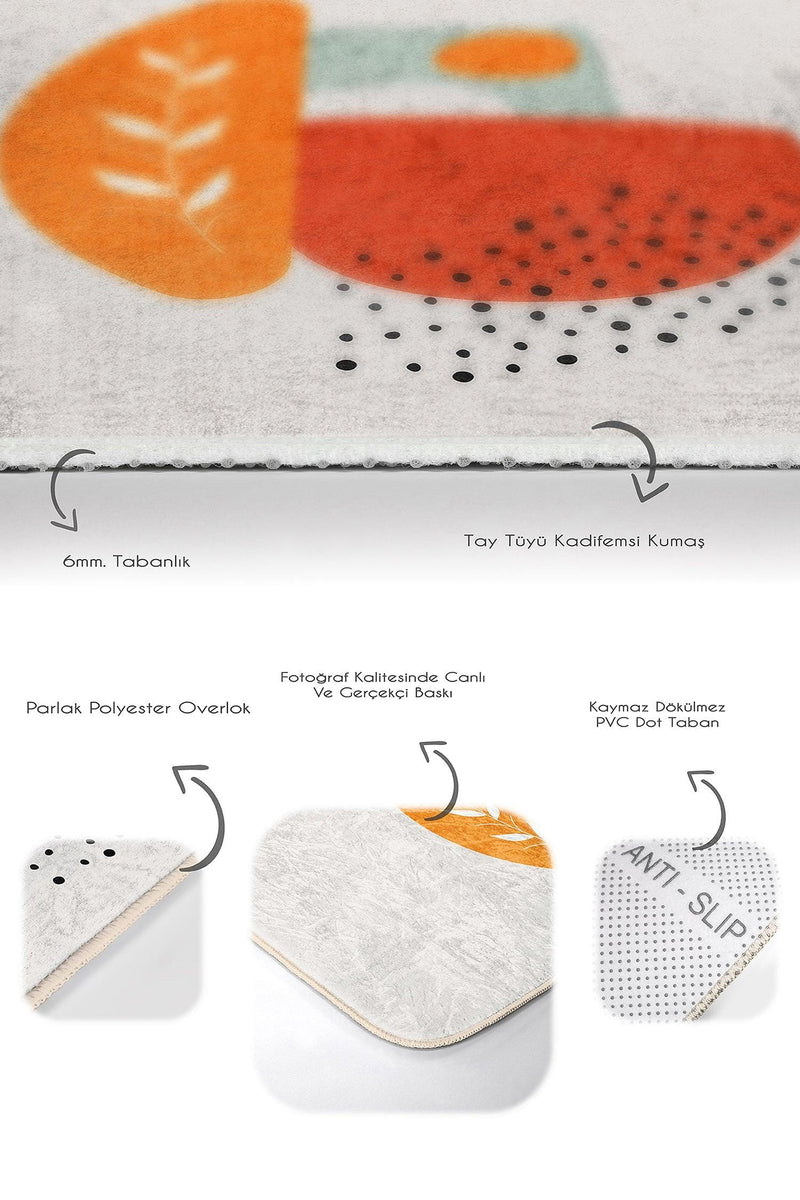 Onedraw Tasarımlı Dijital Baskılı 2li Banyo Halısı Takımı Kaymaz Taban Yıkanabilir Bonvagon