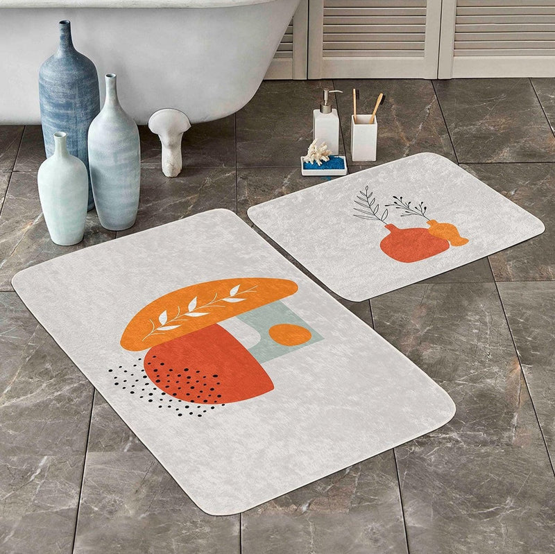Onedraw Tasarımlı Dijital Baskılı 2li Banyo Paspas ve Halısı Takımı Kaymaz Taban Yıkanabilir