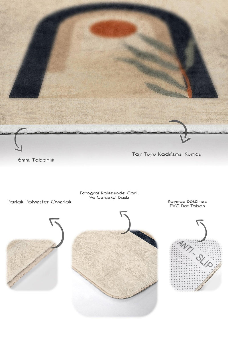 Onedraw Temalı Özel Tasarım Dijital Baskılı 2li Banyo Halısı Takımı Kaymaz Taban Yıkanabilir Bonvagon