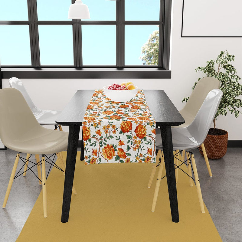 Orange Flowers İnce Keten Runner 140x45cm Bonvagon