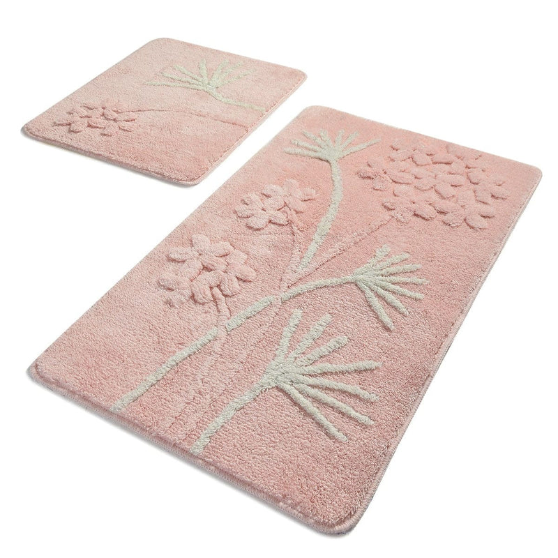 Orkide Pudra 2li Set Akrilik Banyo Paspas ve Halısı, Kaymaz Taban, Yıkanabilir Bonvagon